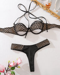 Halter Contrast Bra Panty Sets