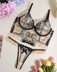 Lace Embroidery Underwire Bra Panty Sets