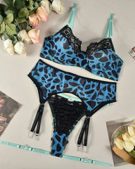 Lace Print Leopard Lingerie Sets