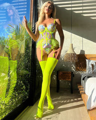 Embroidered FCorset Bones Lingerie Set