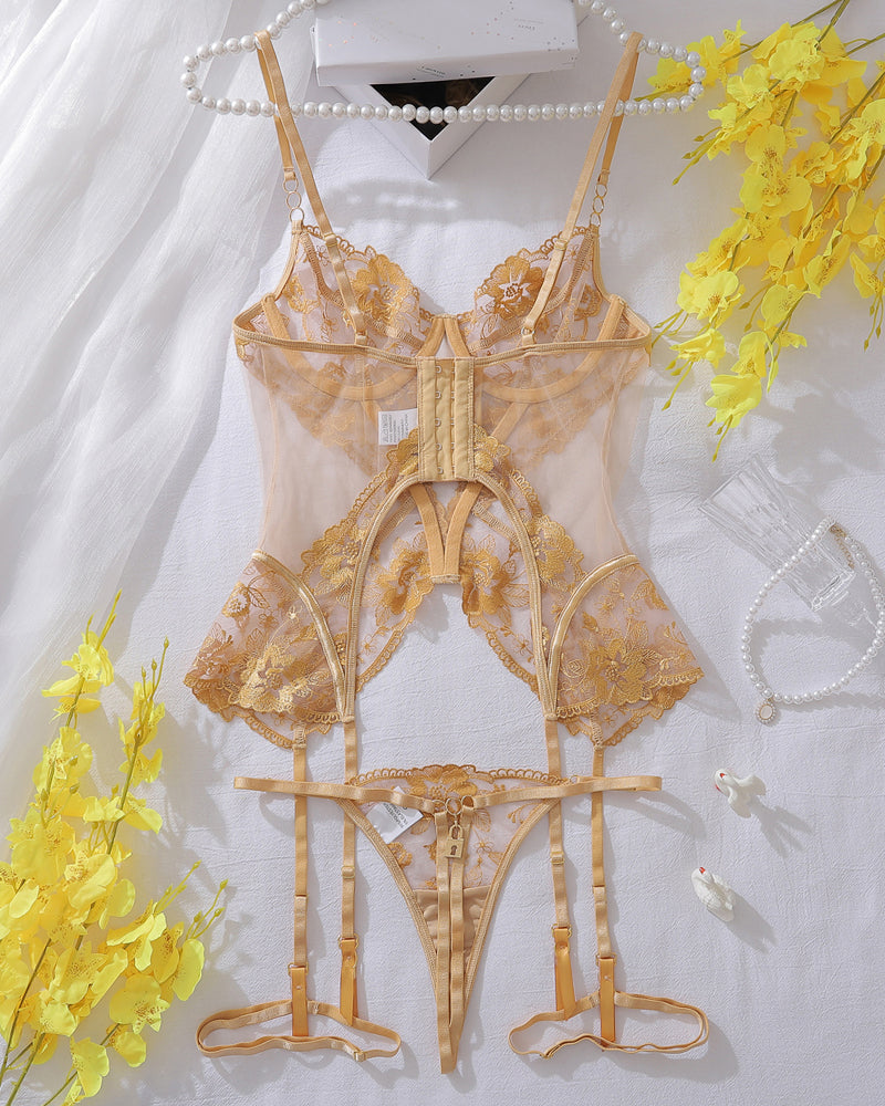 Cross Waist Corsets Lingerie Sets