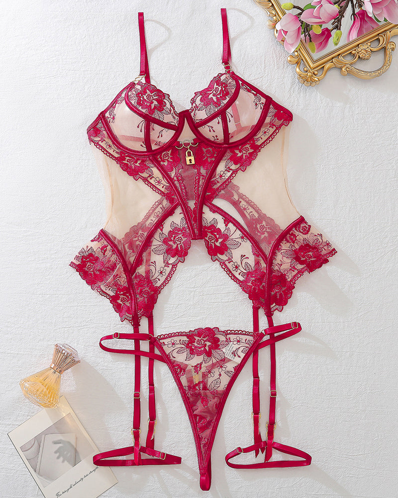 Cross Waist Corsets Lingerie Sets