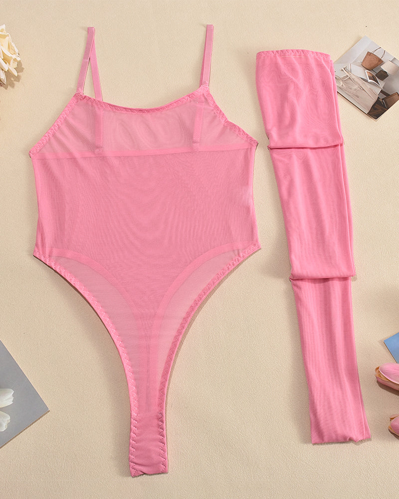 Mesh Sheer Bodysuits with Stockings