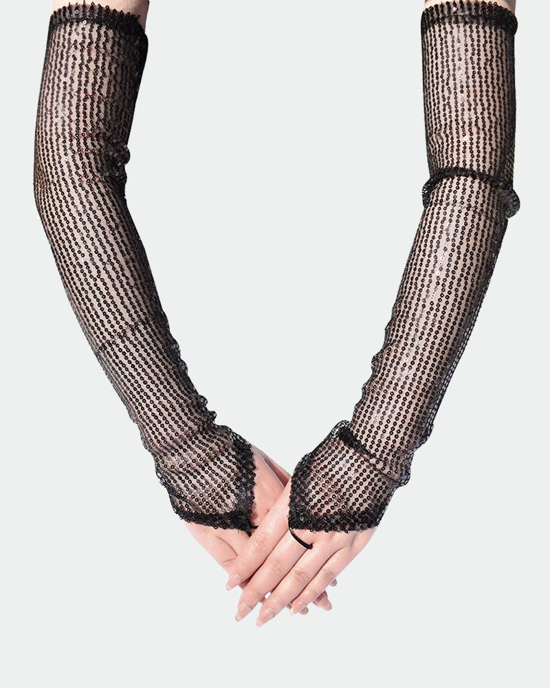 Sequin Fingerless FGloves