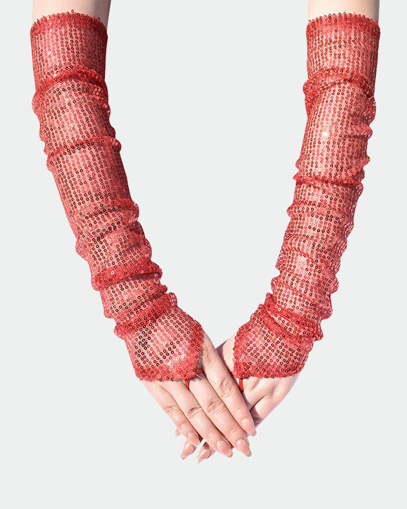 Sequin Fingerless FGloves