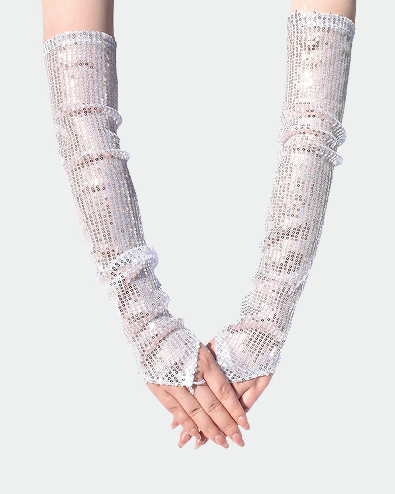 Sequin Fingerless FGloves