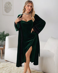 Velvet Set Slit Dress + Long Robe
