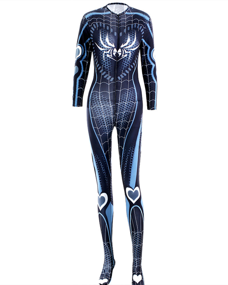 Zipper Crotchless Spider Stocking Bodysuit