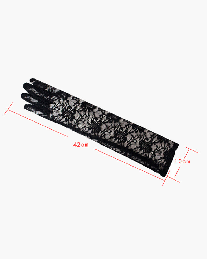 Long Lace Flowers Dressing Gloves