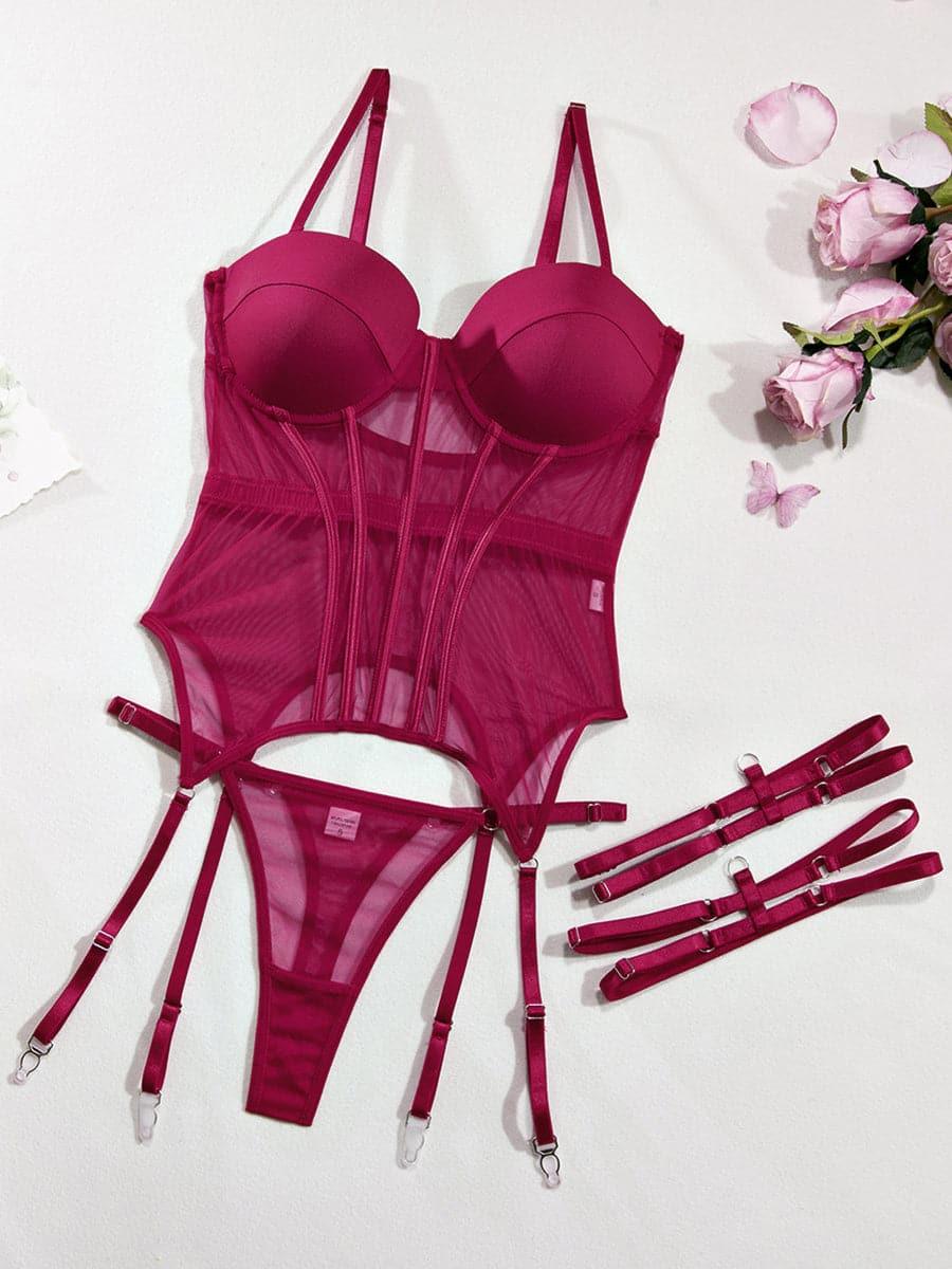 Sexy See Though Bustier Set
