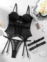 Sexy See Though Bustier Set