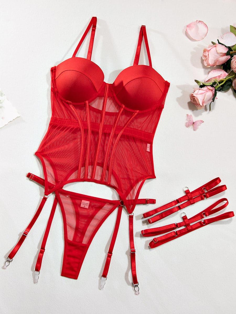 Sexy See Though Bustier Set