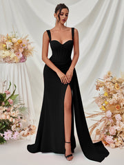 Sweetheart Neck Corset Draped Maxi Prom Dress