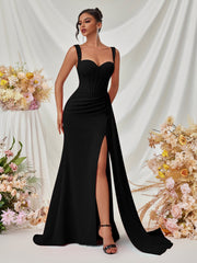 Sweetheart Neck Corset Draped Maxi Prom Dress