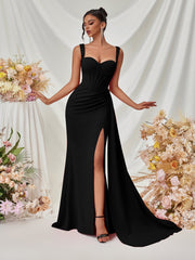 Sweetheart Neck Corset Draped Maxi Prom Dress