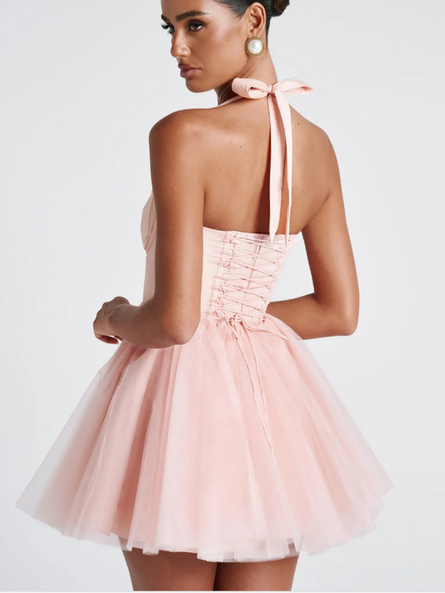 Sweet Halter Corset A-line Homecoming Dress