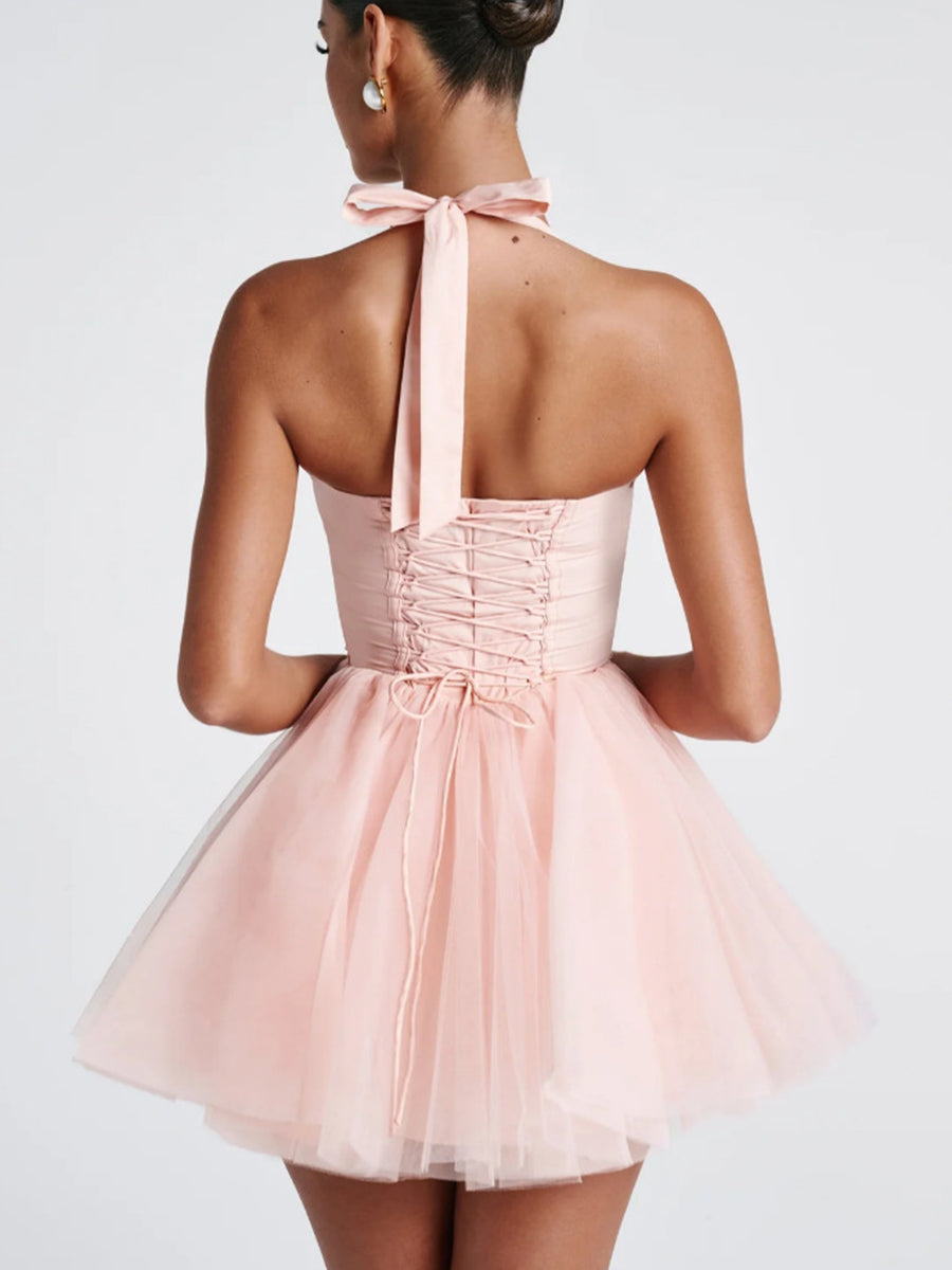 Sweet Halter Corset A-line Homecoming Dress