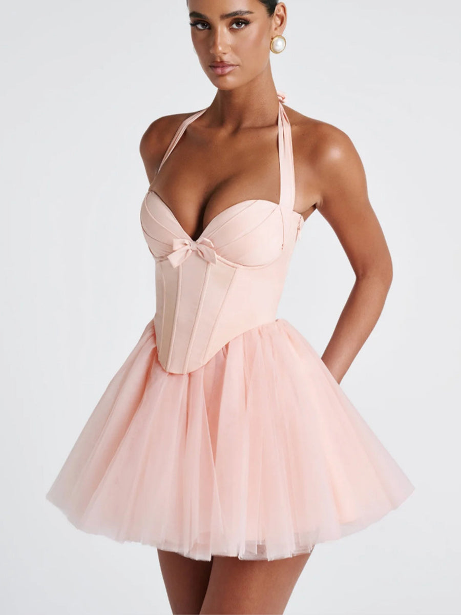Sweet Halter Corset A-line Homecoming Dress