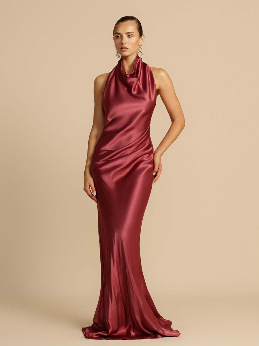 Cowl Neck Backless Evening Dress