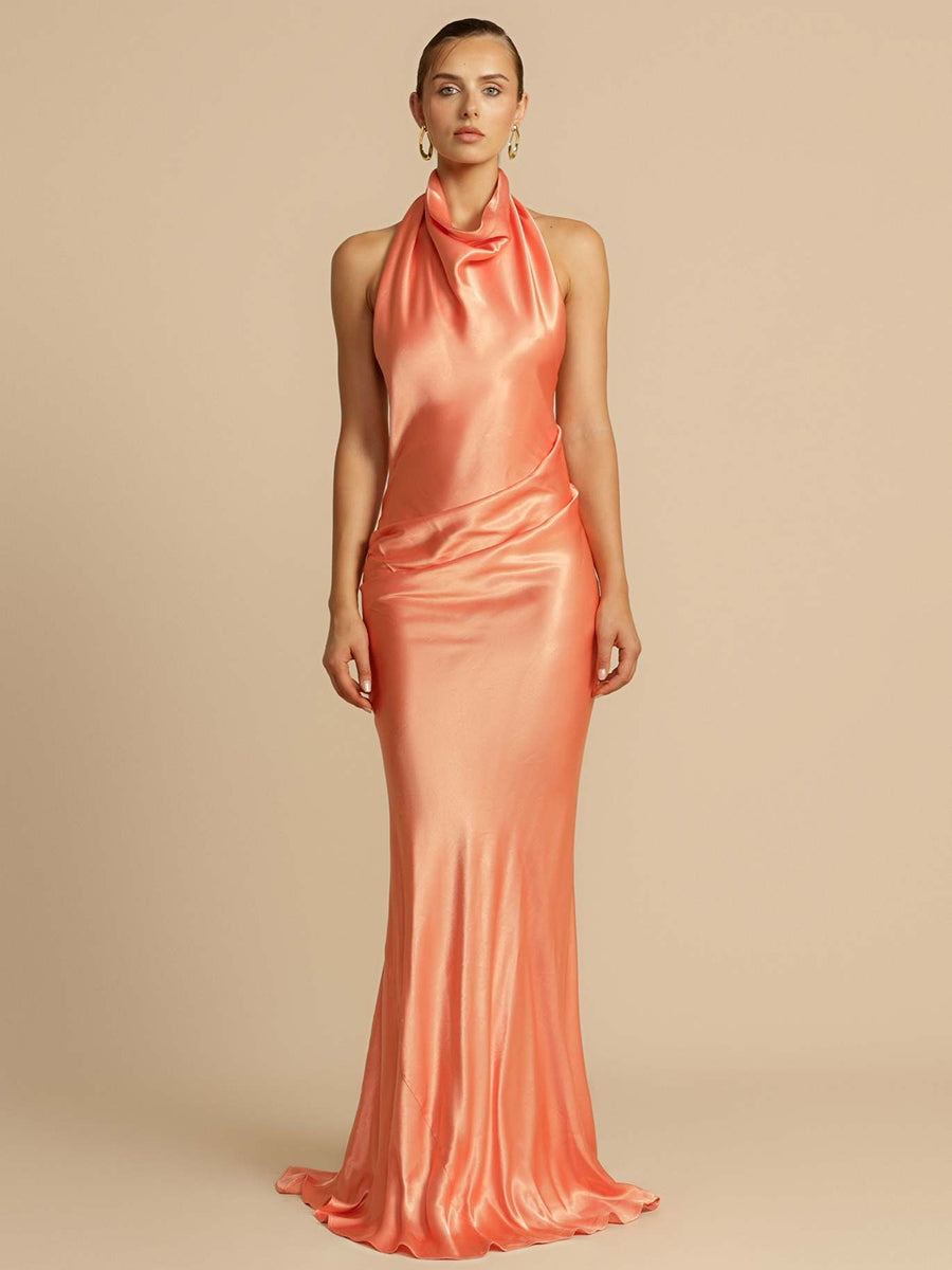 Cowl Neck Backless Evening Dress