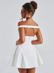 White Off Shoulder Skater Homecoming Dress