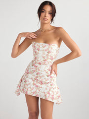 Strapless Solid Backless Mini Party Dress