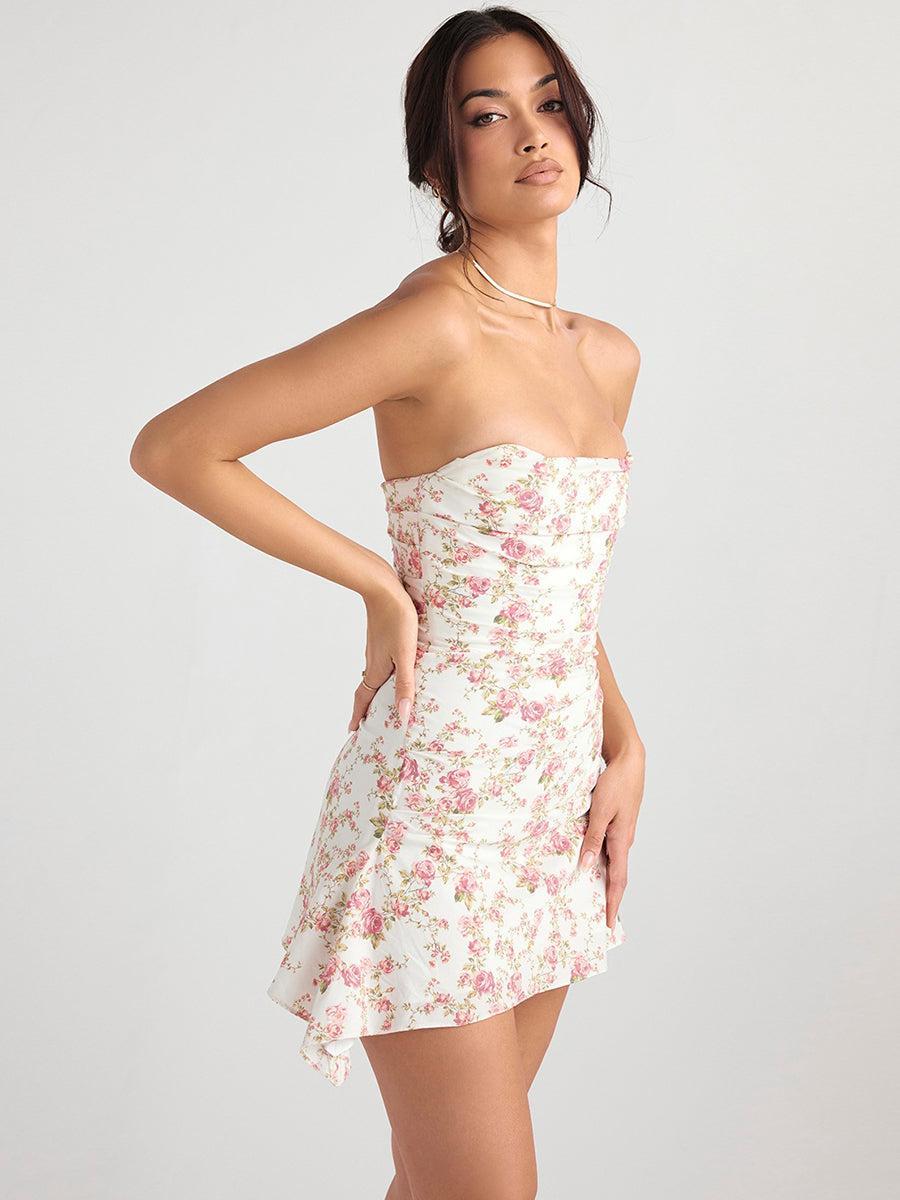 Strapless Solid Backless Mini Party Dress