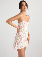 Strapless Solid Backless Mini Party Dress