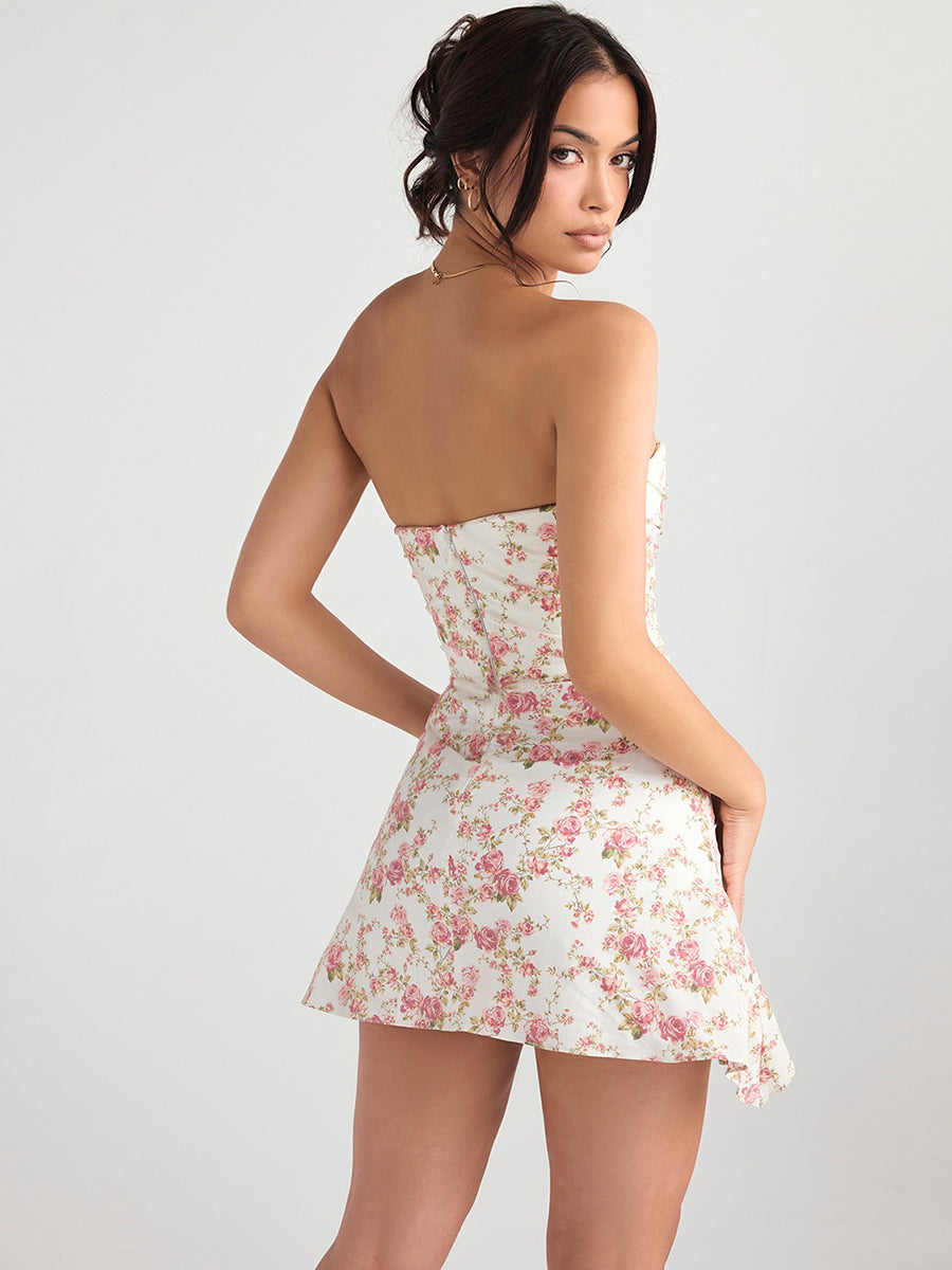 Strapless Solid Backless Mini Party Dress