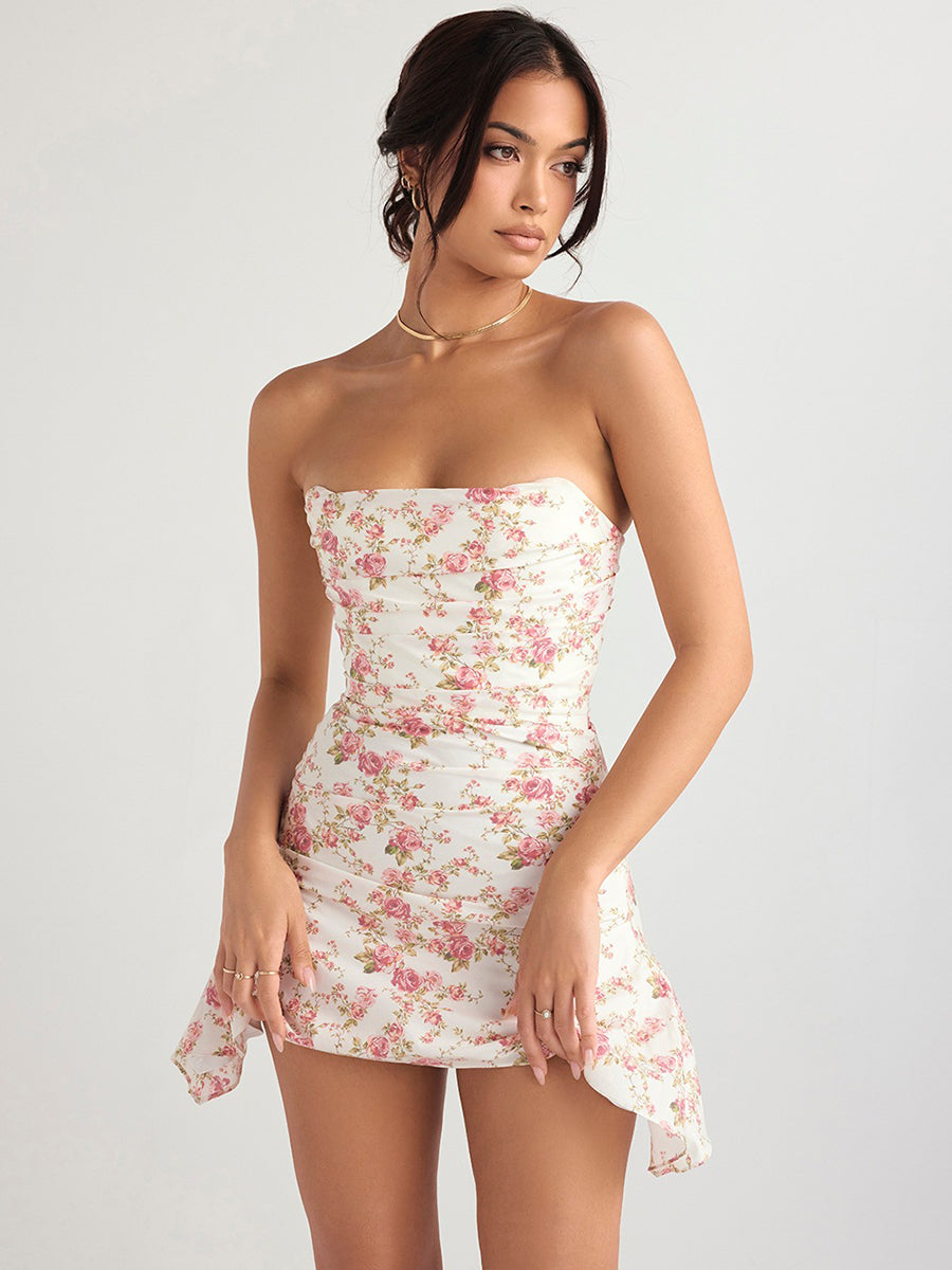 Strapless Solid Backless Mini Party Dress