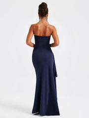 Strapless Slit Backless Prom Dress