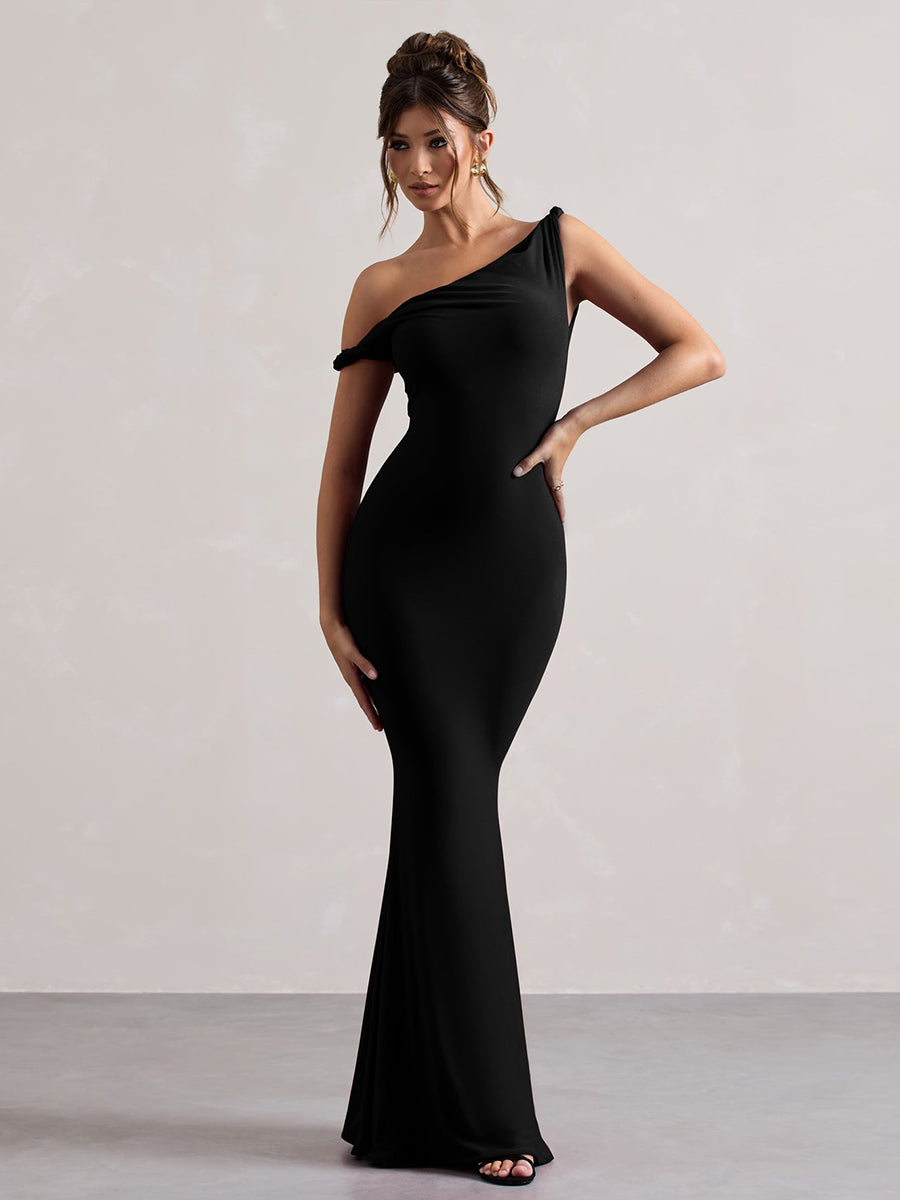 Off Shoulder Mermaid Solid Cocktail Dress