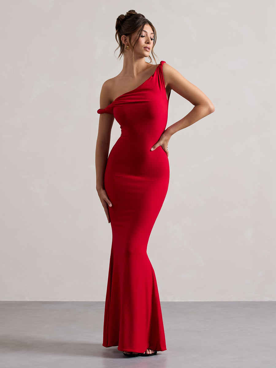 Off Shoulder Mermaid Solid Cocktail Dress
