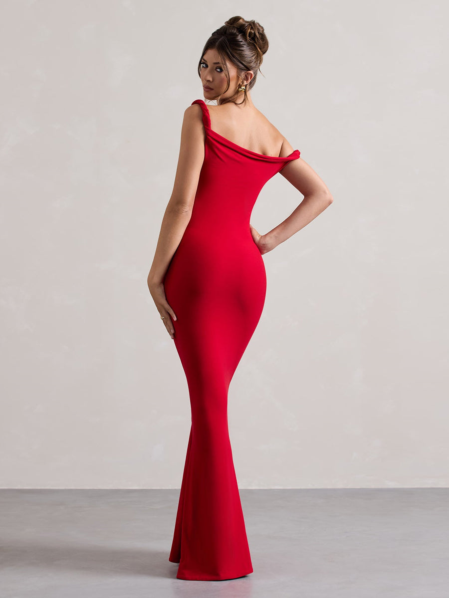 Off Shoulder Mermaid Solid Cocktail Dress