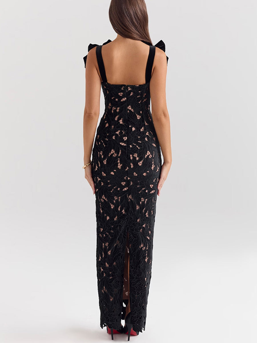 Knot Backless Crochet Cocktail Dress