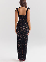Knot Backless Crochet Cocktail Dress
