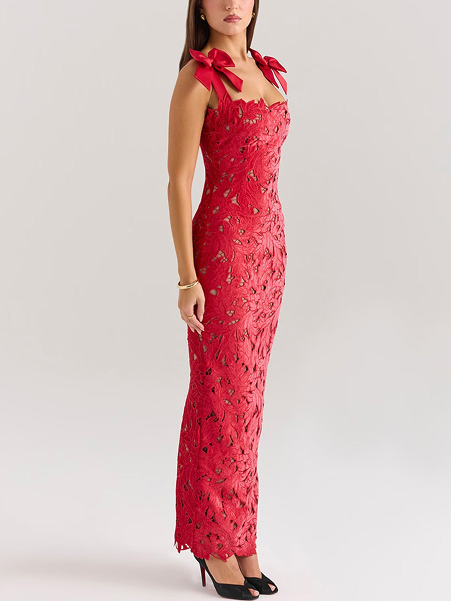 Knot Backless Crochet Cocktail Dress
