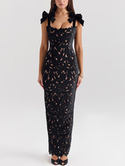 Knot Backless Crochet Cocktail Dress