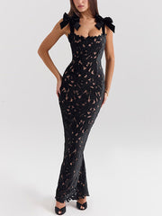 Knot Backless Crochet Cocktail Dress
