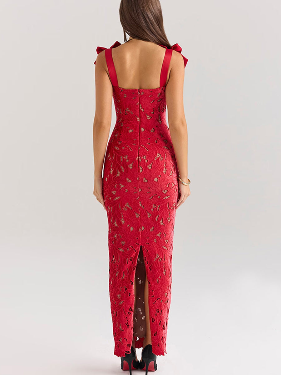 Knot Backless Crochet Cocktail Dress