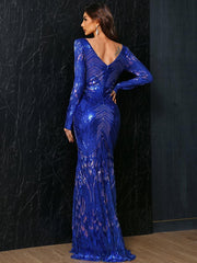 Sequin V-neck Mermaid Formal Dress
