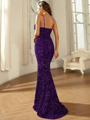 Spaghetti Backless Sequin Dress