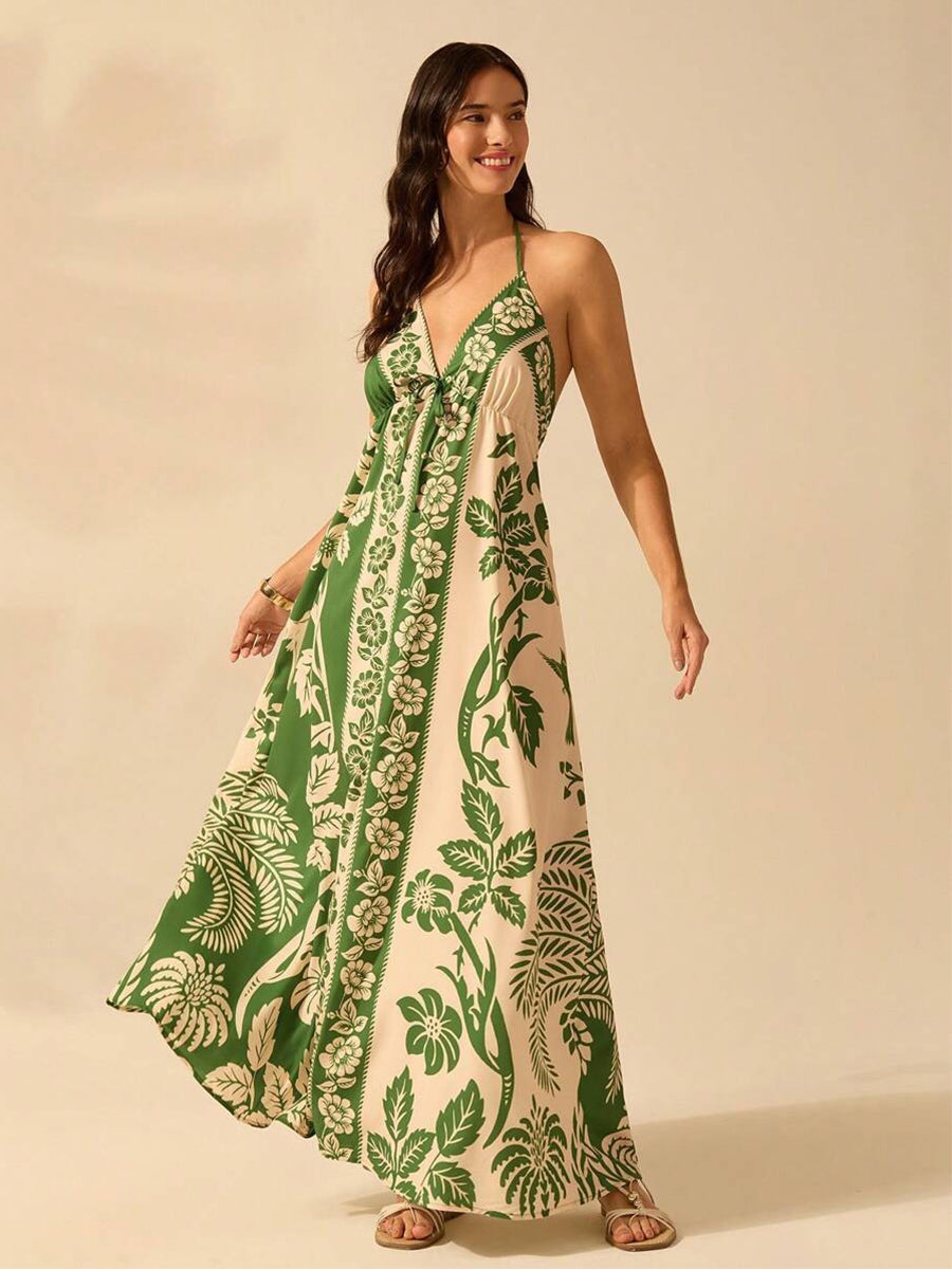 Knot Printed Tribal Resort A-line Dress