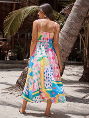 Spaghetti Catoon Print A-line Vacation Dress