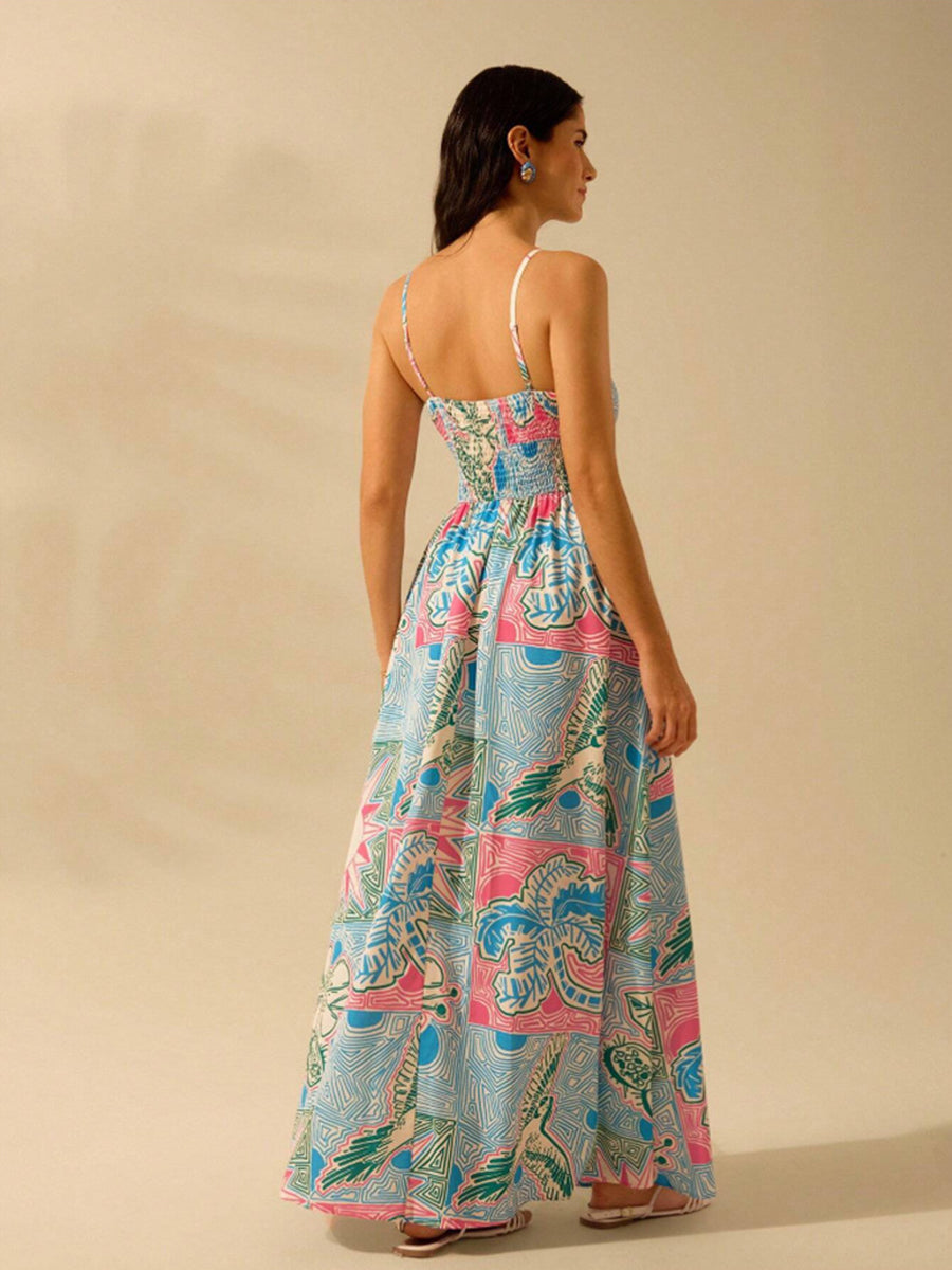 Graphic Print A-line Vacation Dress
