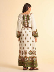V-neck Printed Tribal Long Sleeve Dress