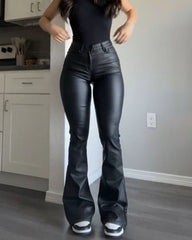 Horn Eco-Leather Flares Pants