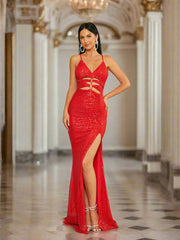 Open Back Cutout Red Prom Dress RA60004