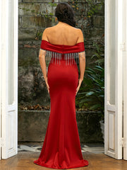 Strapless Corset Tassel Prom Dress