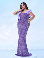 Plus Sleeveless Purple Mermaid Formal Dress